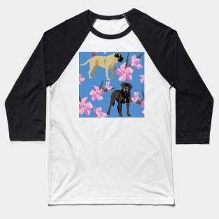 Cane Corso Dog Mastiff and pink flowers Baseball T-Shirt